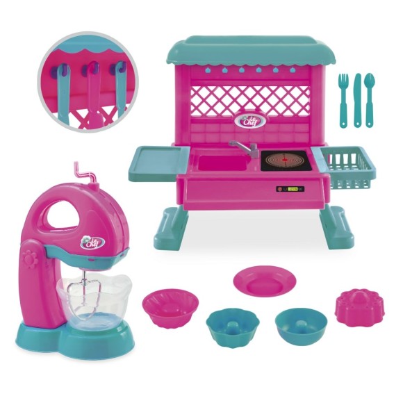 Kit Jogo De Cozinha Infantil Completo Para Comidinha Le Chef